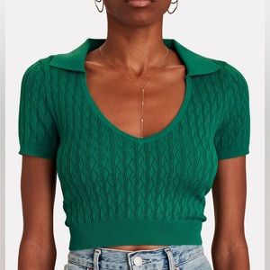 Intermix Dana Pointelle Knit Polo Top - S